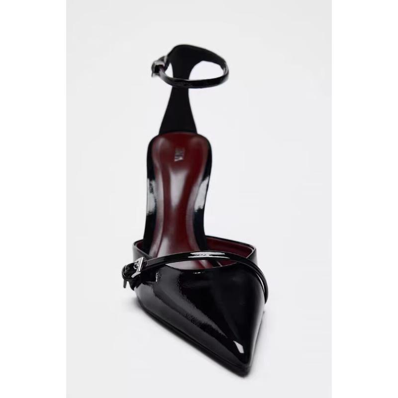 Fashion Sexy Pointed Toe Thin High Heels Women Patent Leather Ankle Strap Party Dress Shoes Fashion Slingback Sandals Zapatos De Mujer