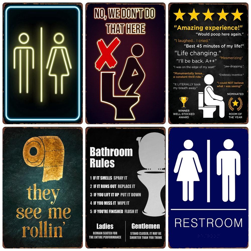 Funny Personalized Washroom, Metal Tin Signs, Vintage Toilet Sign, WC Lavatory Wall Art, Bathroom Decor, Restroom Plates, WY156