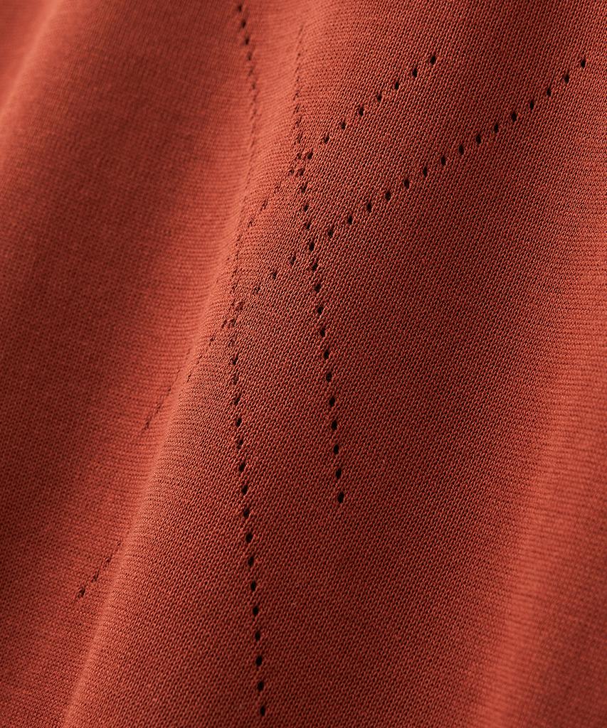 BLOND9 Cotton Hash Open Collar Short Sleeve Knit_Red Brick