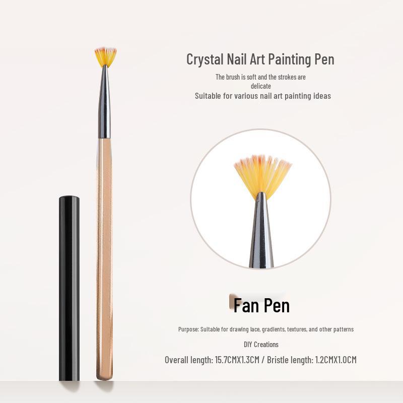 Translucent Brown Nail Art Brush Set: Flower and Gel Painting Brushes with Flat and Round Heads