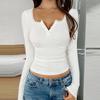 Kadın Üstler Normal Kesim Uzun Kollu V Yaka Dantel Dikişli Kazak Üstler Düz Renk Sonbahar Kış Bluz Günlük Giyim
