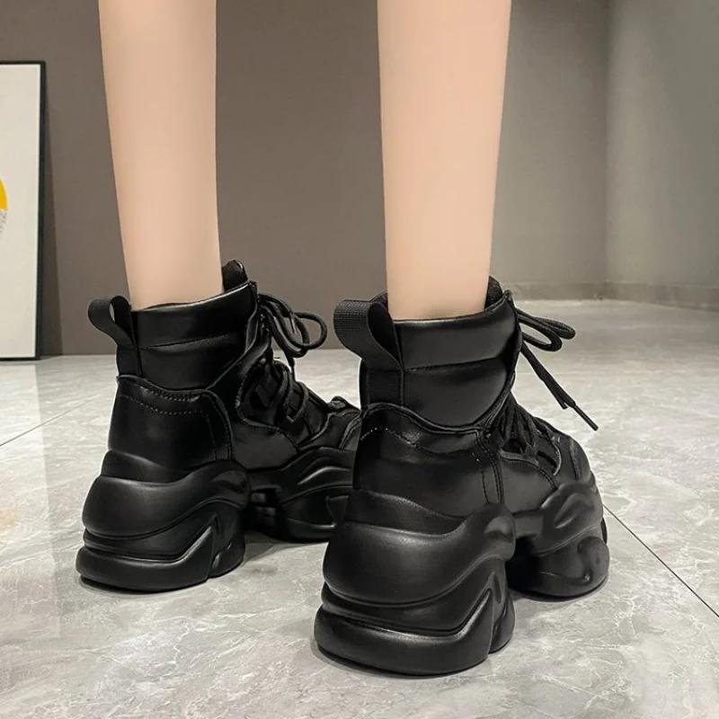 Fashion Platform Sneakers Women 2025 Breathable Mesh Shoes Women Wedges Heels Casual Shoes Thick Sole Autumn Winter Sports Sneakers