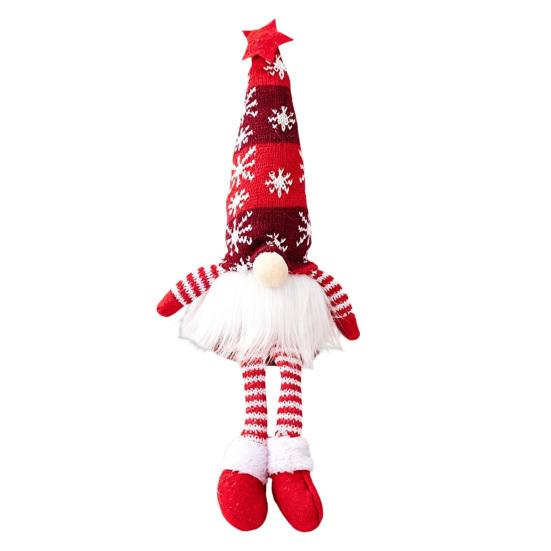 Polyester Stuffed Gnome Collectibles Lighted Christmas Doll, Knitted Figurine with LED Light, Creative Hanging Legs Sitting Ornaments Luminous Desktop