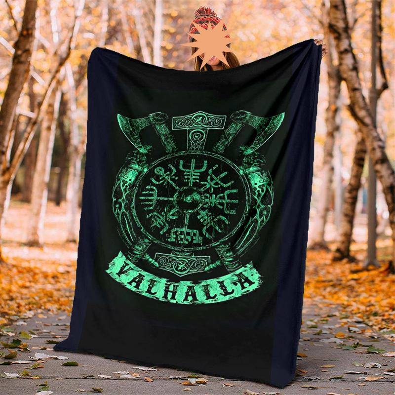 Runes Tree Life Flannel Blanket Soft Warm All-Season Throw, Design for Camping, Car Travel, Hiking Sofa, Bed, Office Perfect Gift for Parties