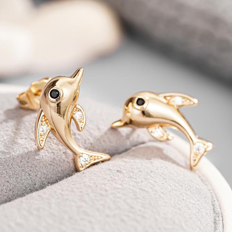 1 Paar stilvolle, niedliche Delfin-Steckohrringe