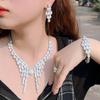 French Light Luxury Atmosphere Celebrity Style Full Diamond Set Chain Wedding Dress Accessories Necklace Earrings Bracelet Ring Set