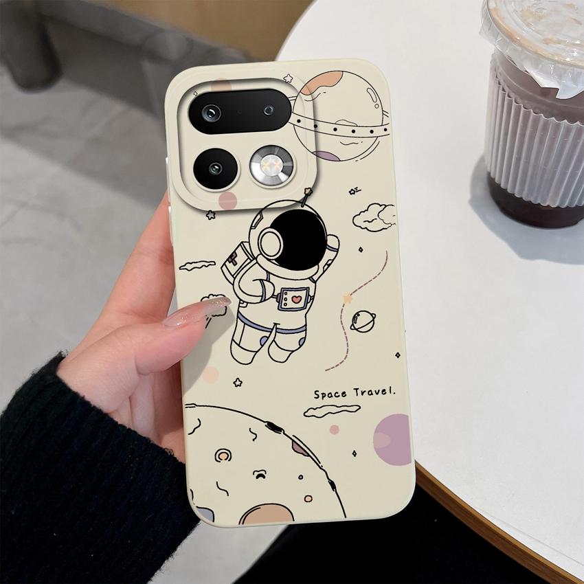 For Oppo Realme 16 15 14 Pro Plus OPPO Reno 15 Pro A6X A83 A79 A78 A96 A95 A94 A93 A92 A91 Phone Case Lovely Astronaut Soft Liquid Silicone Back Cover
