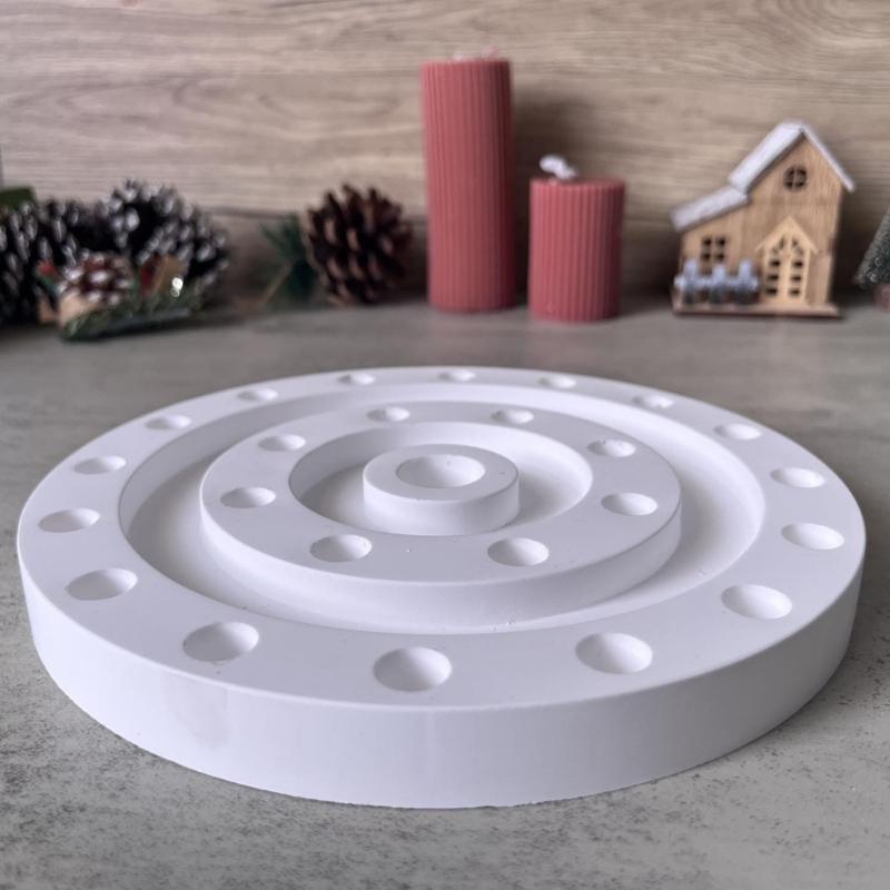 Multi Hole Circular Shape Silicone Candle Holder Molds Easy Demolding For Epoxy Resin Candlestick Plate Home Decoration