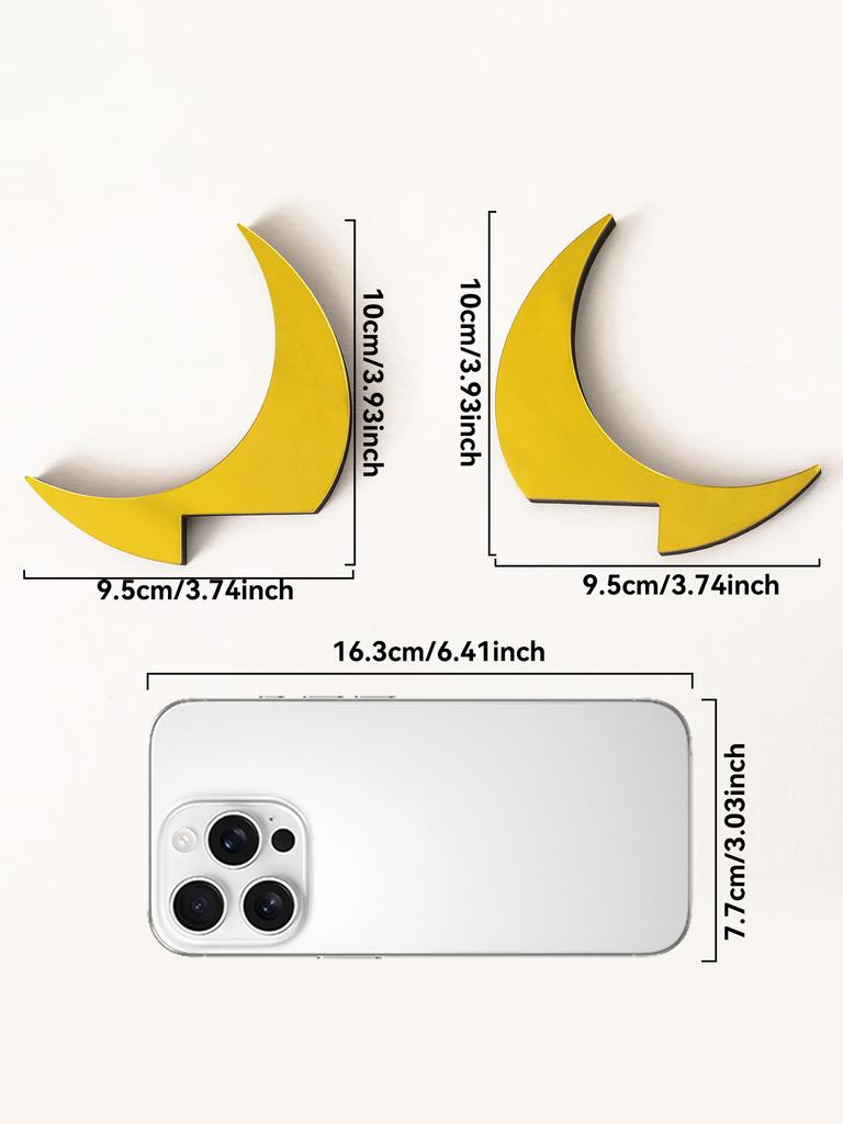 Islamic Wooden Golden Moon PC Monitor Decor Acrylic Crescent Hanging Ornaments Ramadan & Eid Home Office Desktop Decoration Gift