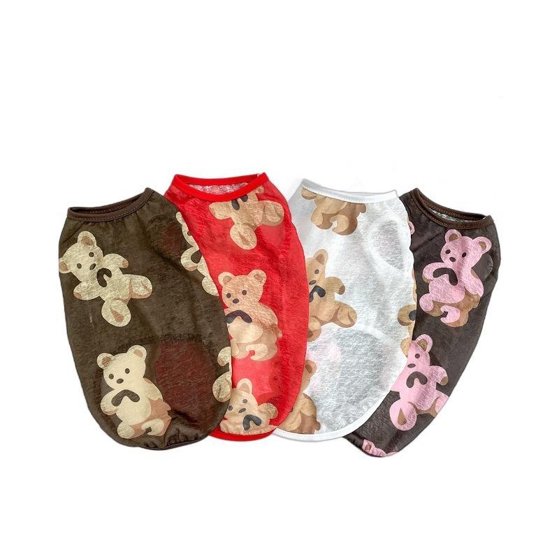 Big Dog Pet Summer Cat Vest Clothes Dog Supplies Dog and Cat Big Bear Printed Koji Fur Clothing