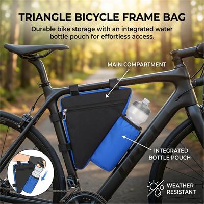 Bike Triangle Storage Bag with Water Bottle Pouch Rainproof Cycling Bag Bike Front Frame Tube Bags Accessories