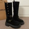 Black Retro But Knee Thick-soled Boots Women's 2025 New Autumn Small Man Height and Thinness Knight Boots
