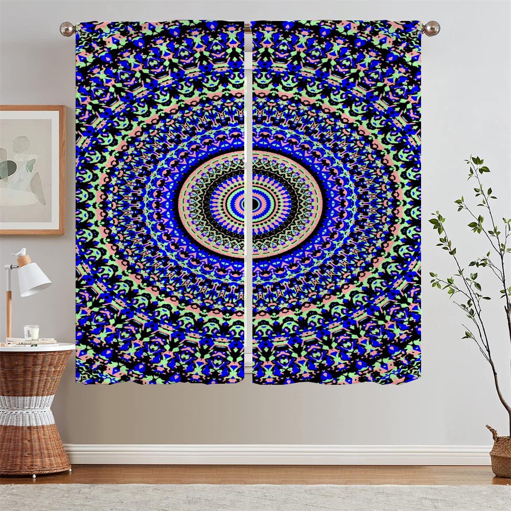 Trippy Vibrant Mandalas Kitchen Curtains for Bedroom Decoration Curtains Living Room Window Curtain Tiebacks Tulle In Kitchen