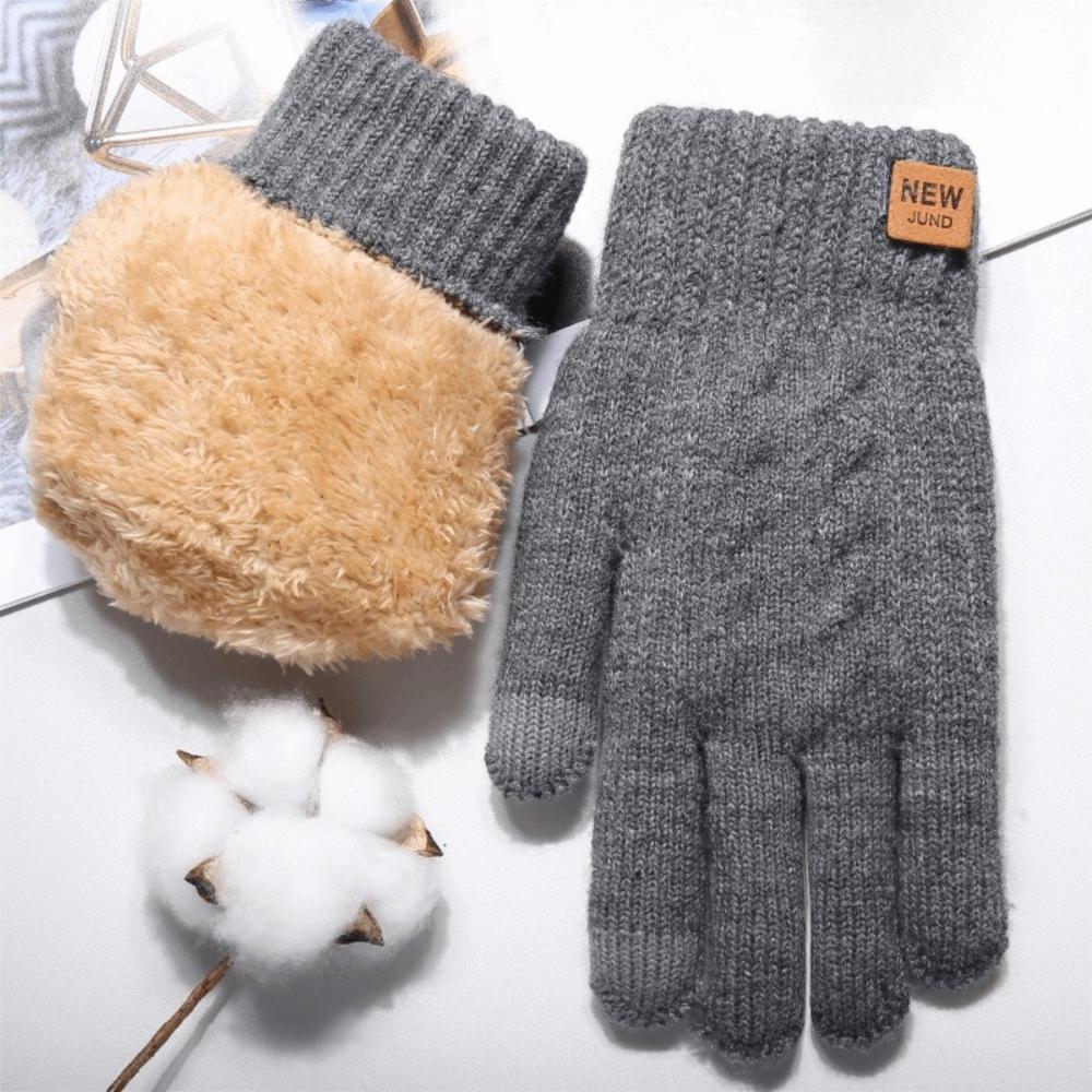 

Warm Touch Screen Gloves Thickened Plush Driving Gloves Fashion Knitted Gloves Women Men серый