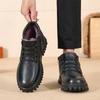 High-top Cotton  Men's Genuine Leather Winter New Velvet Thickened Fur Integrated Warm Non-slip Casual Men's Snow Boots Shoes