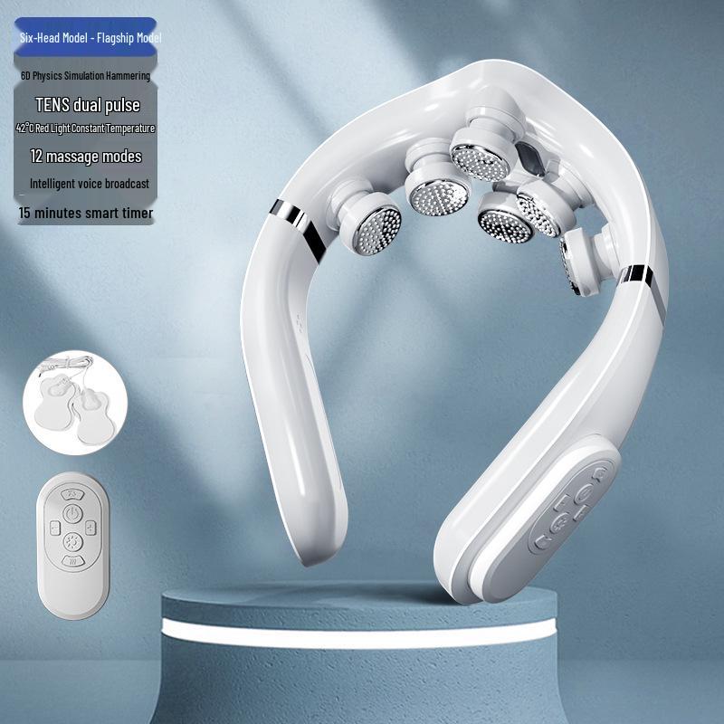 Умный массажер для шеи: Тепловая, низкочастотная импульсная и вибрационная терапия для домашнего использования