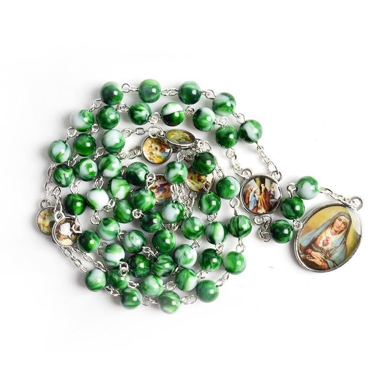 1PC Seven Sorrows of Mary Rosary Chaplet Acrylic Beads Catholic Jewelry Necklace for Women Men