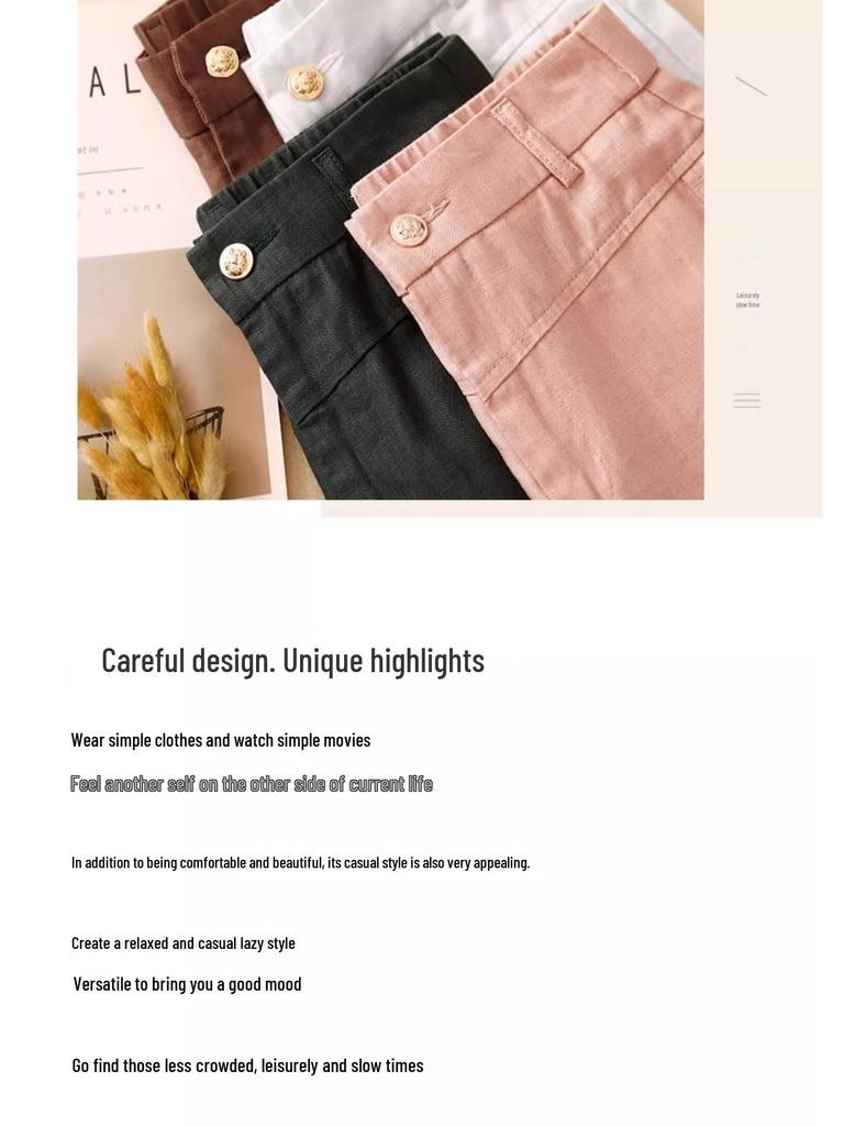 Women's Summer 2025 White Tencel High Waist Harem Pants - Lightweight Nine-Point Cotton Linen Carrot Straight Leg Design