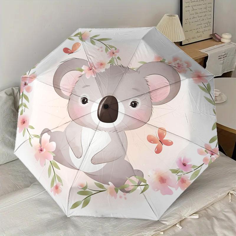 1pc Koala Flowers Pattern Umbrella  Automatic Opening and Closing Umbrella, High Quality Umbrella, Ideal Gift for Her 264