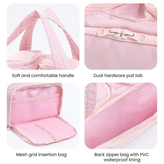 Travel Cosmetic Bag Large Capacity Quilted Makeup Bag Portable Cosmetic Toiletry Organizer with Dry Wet Separation