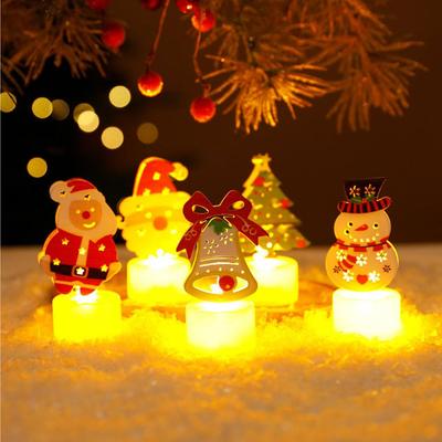 Velas Eletrônicas LED Temáticas de Papai Noel/Bonecos de Neve de Natal | Brilho Suave e Quente, Operadas por Bateria e Seguras sem Chama para Lareiras Domésticas