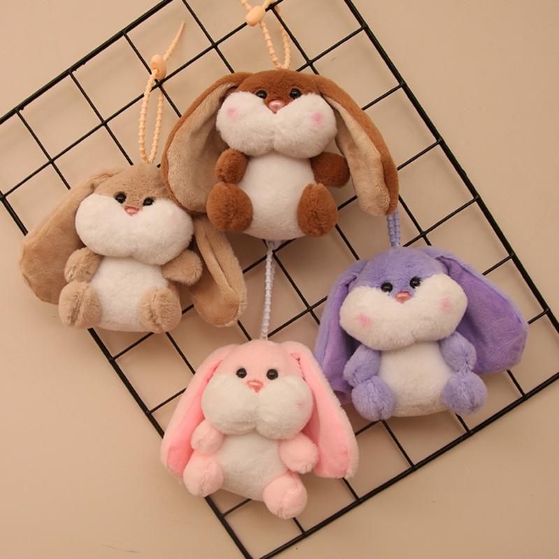 Fashionable Rabbit Shaped Keyring Long Eared Plush Bunnys Bag Pendant Keychain Handbag Accessory for Animal Lovers