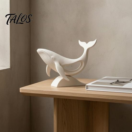 Healing Ocean Style Art Minimalist Hollow Whale Figurine, 3D Printed Matte Animal Sculpture for Unique Housewarming Gifts Home Office Desk Decor,