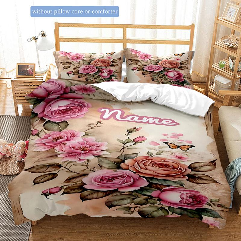 Pinkrose Customize Your Name Duvet Cover Soft Bedding Set For Bedroom Guest Room And Dorm Decoration Threepiece Set Includes 1 Duvet Cover 2
