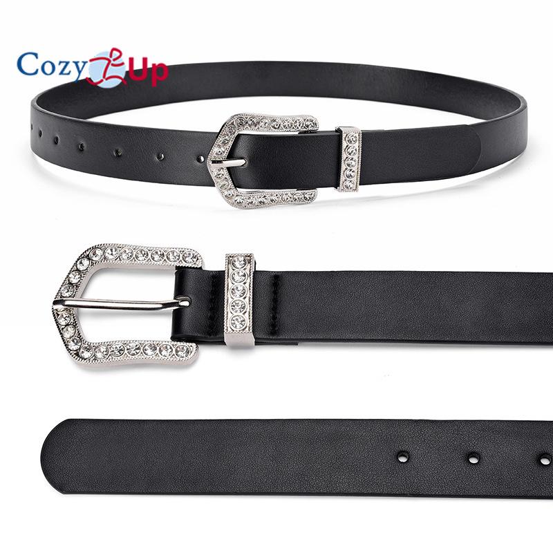 Elegant Rhinestone Inlaid Pin Buckle Belt Windbreaker Down Jacket Simple Decorative Belt Women