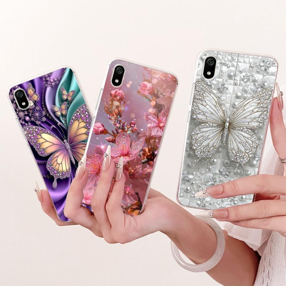 For Xiaomi Redmi 7A Case Luxury Flowers Butterfly Painted Cover Soft Silicone Case For Xiaomi Redmi 7 7A Redmi7 A Redmi7A Fundas