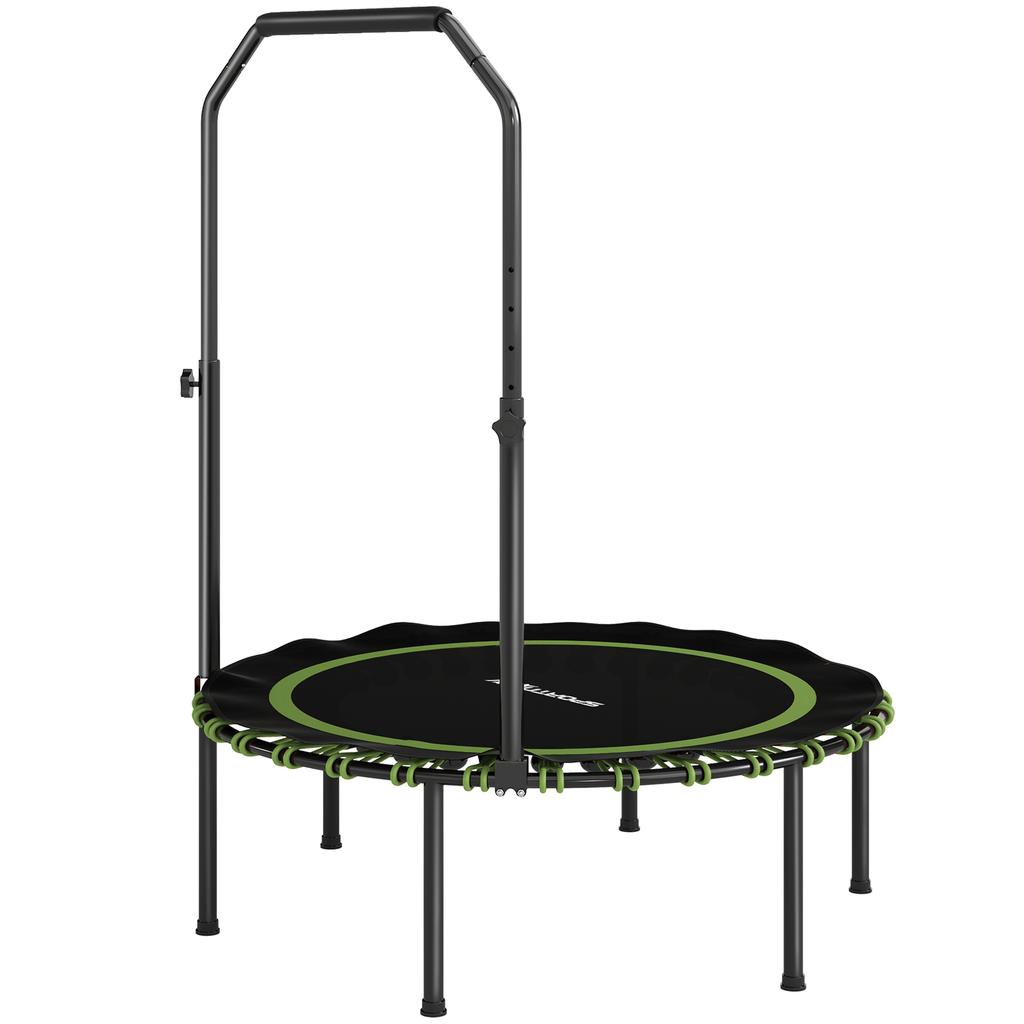40" Foldable Fitness Trampoline Rebounder with Handle, Green