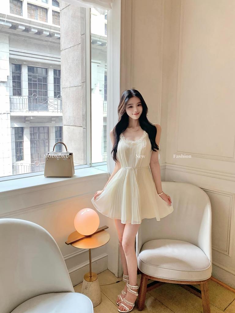 MODKOKU Chiffon Open Mori Size M Women's Dress, Shoulder, French, Gathered, Off-the-Shoulder, Sheer, Princess-Style, Cute, Wedding, Beautiful, Sweet,