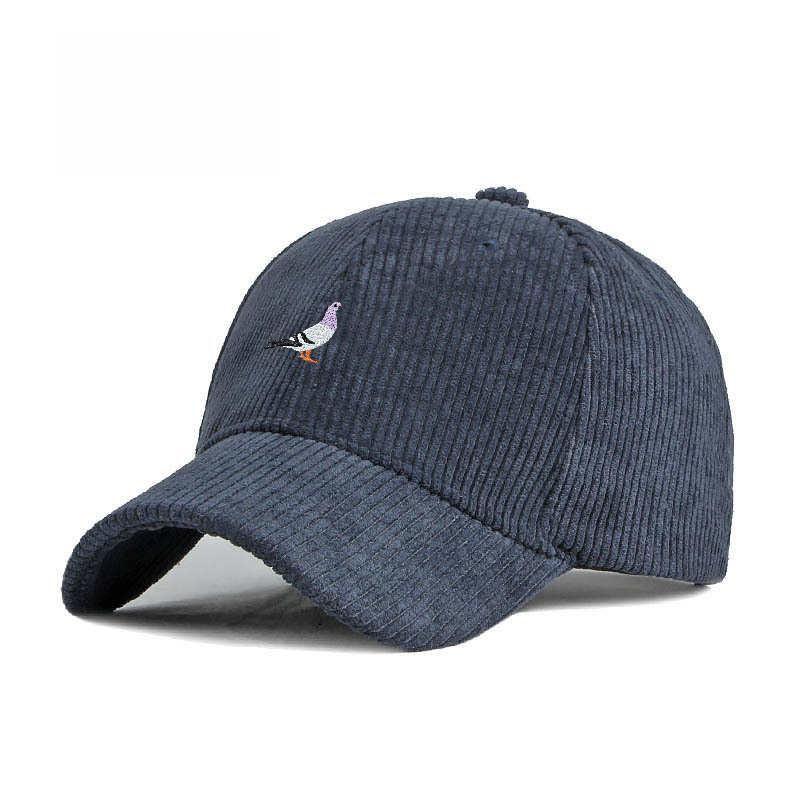 

Corduroy baseball cap for men and women in autumn and winter, warm and embroidered pigeon pattern for daily leisure gatherings Adjustable