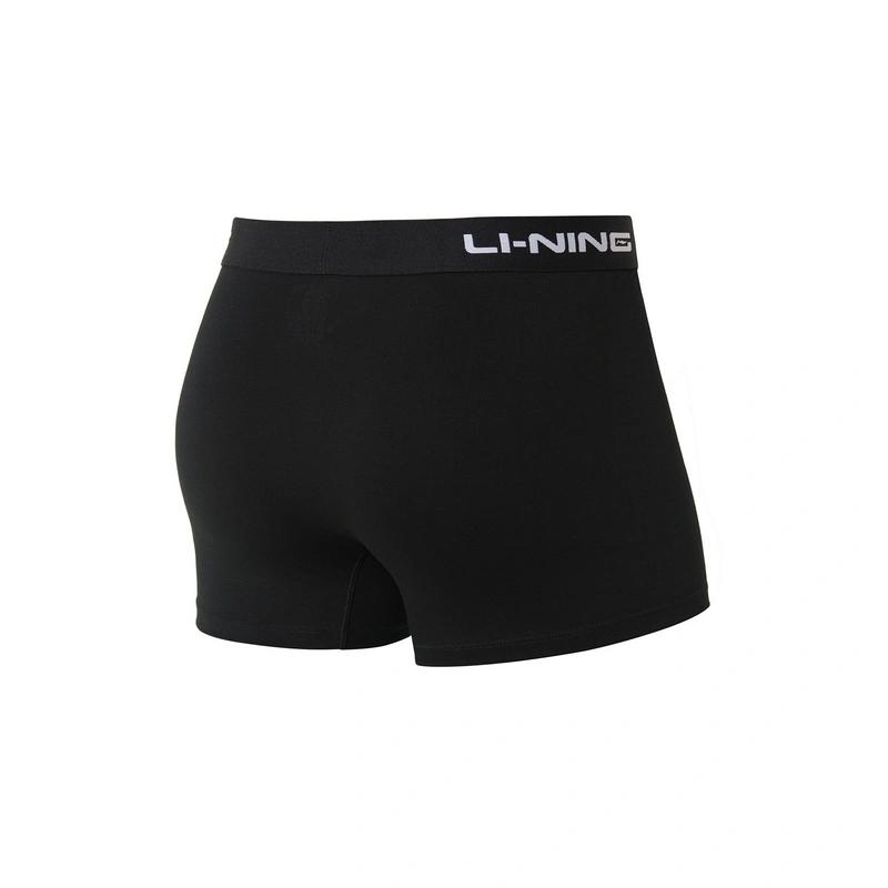 Li Ning Fitness Series Logo Print Solid Color Boxer Shorts 4-Pack Men Bottoms Black ANKS001-7