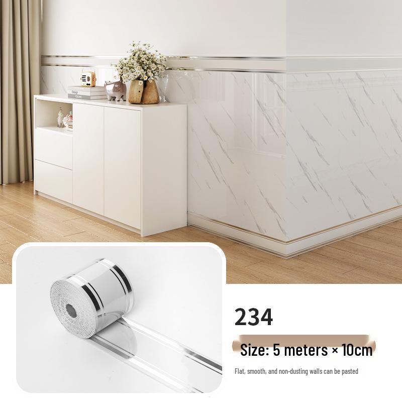 10cm X 5m Self-Adhesive Wall Sticker Roll: Tile Skirting Board & Corner Decoration