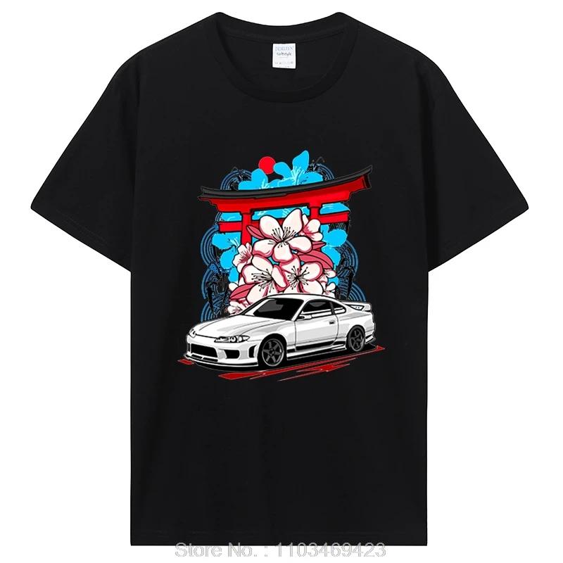 Silvia S15 White Car Graphic T Shirts Initial D Drift TShirt Cotton Short Sleeve Oversize T-shirt Clothing Oversized