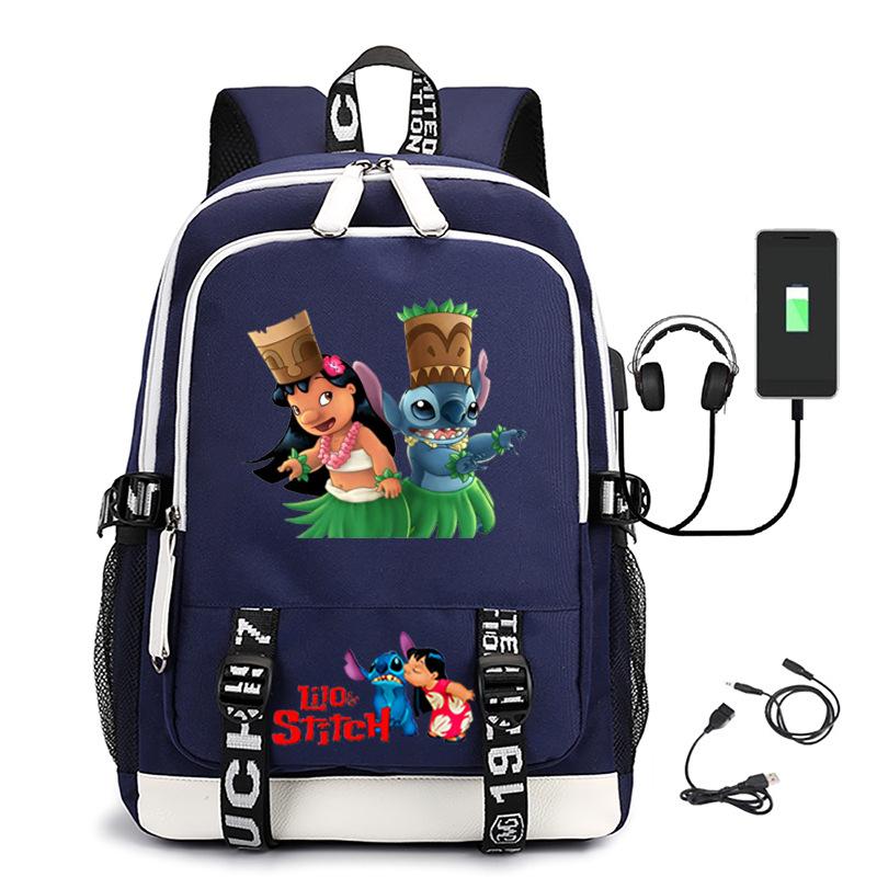 Large Capacity Backpack Printed Student USB School Bag