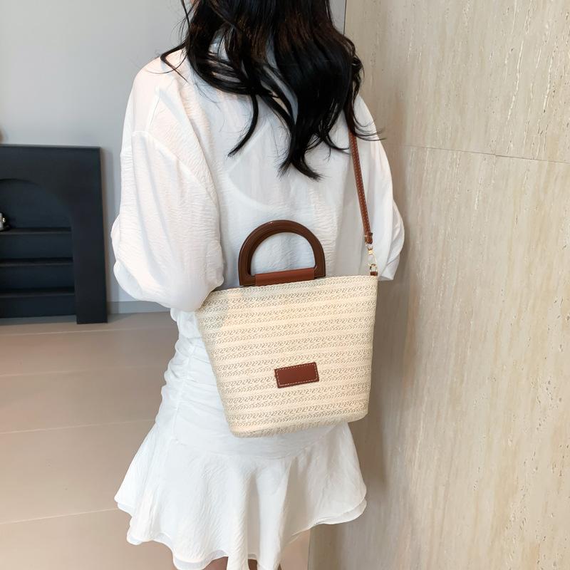 Summer beautiful portable bucket bag simple high-end texture sweet temperament versatile shoulder messenger bag