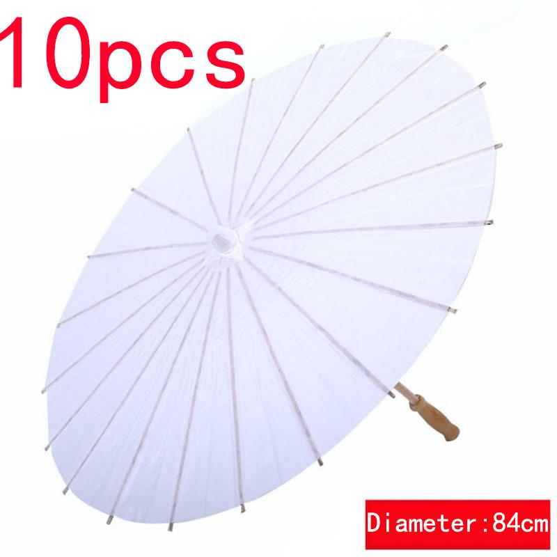 84CM 1/3/5/10pcs White Paper Parasol Umbrella for Wedding Party Favor DIY Bamboo Umbrellas for Bridal Summer Beach Photo Props