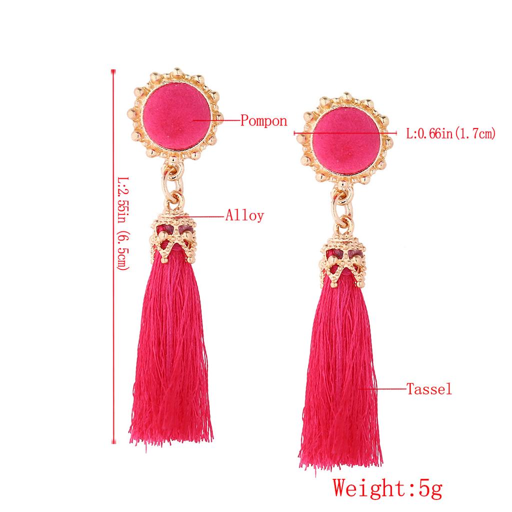 Bohemia Temperament Pompon Tassel Ear Pendent Long Fringe Eardrop Dangle Earrings Ladies Jewelry Christmas Gift