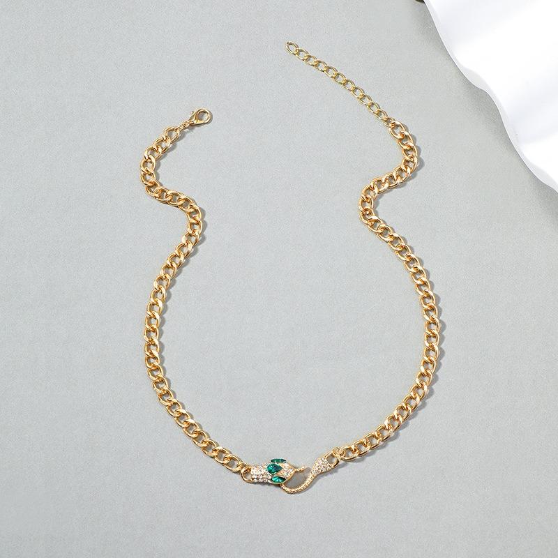 Gold-plated Serpentine Crystal Necklace Fashion Full Diamond String Chain Female Alloy Sweater Chain Trend