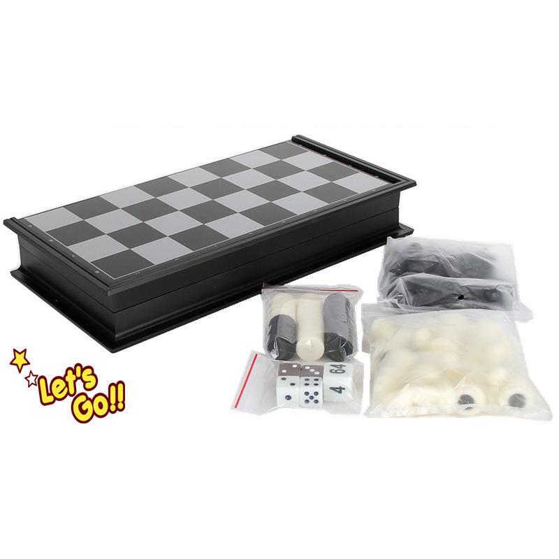 UB Union 3-in-1 Folding Magnetic Chess, Checkers, and Backgammon Set - Large Size Board Game