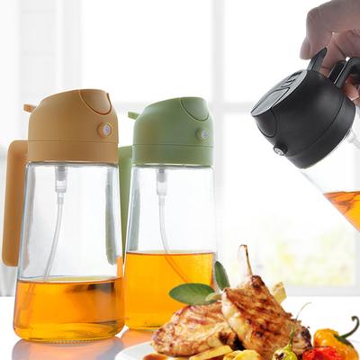 470ml 2-in-1 Oil Dispenser Food Grade BPA Free Leak Resistant Large Capacity Oil Sprayer Storage Bottle with Handle