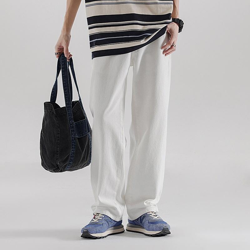 

Новые весенне-летние хлопковые белые свободные прямые джинсы мужские брюки широкие штаны 40