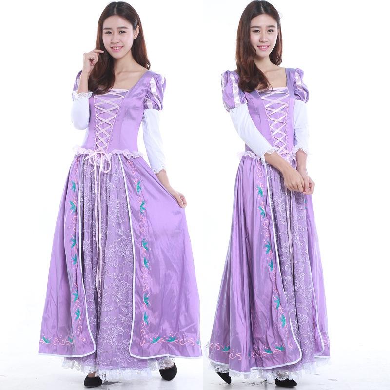 

Спящая красавица Золушка Взрослый Костюм Красавицы Авроры Сказочное Платье Принцессы Косплей Purple Rapunzel,One Size