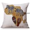 Africa Map Tradition Sofa Decoration Throw Pillow Case African Nation Mask Animals Style Cotton Linen Cushion Cover