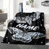 Moths In Space With Cosmic Patterns Cozy Personalized Blanket Personalized Text Soft Warm Cozy Throw For Sofa Couch Office Bed Picnics Four Seasons