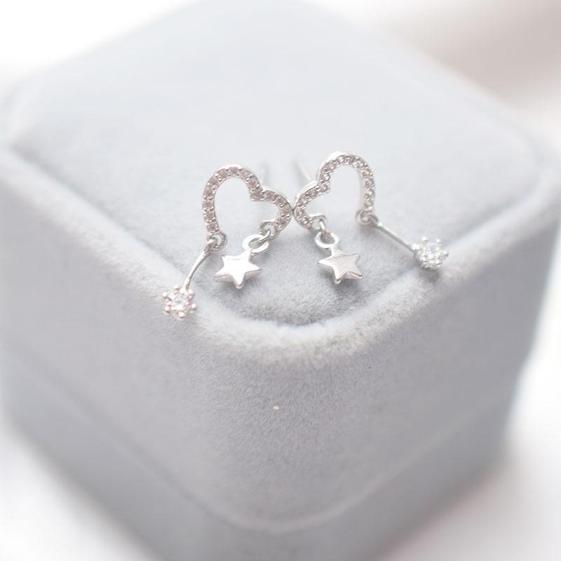 Heart & Star Stud Earrings,  Double-Shape Earrings For Women Cute Daily Wear Jewelry Gift