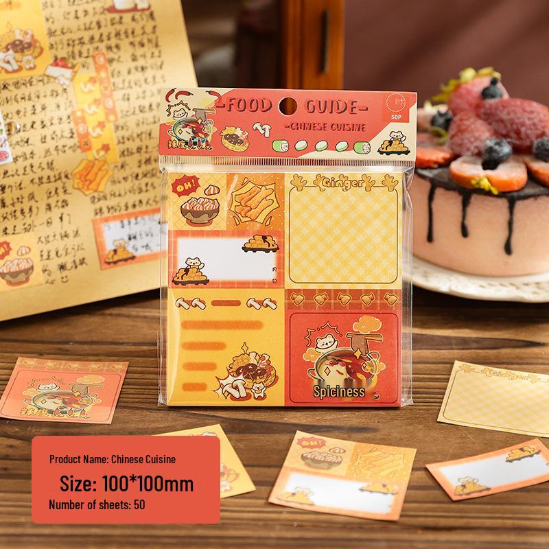 Mu Ran Vintage Food Illustration Sticky Notes - Creative Stationery for Students and Journaling