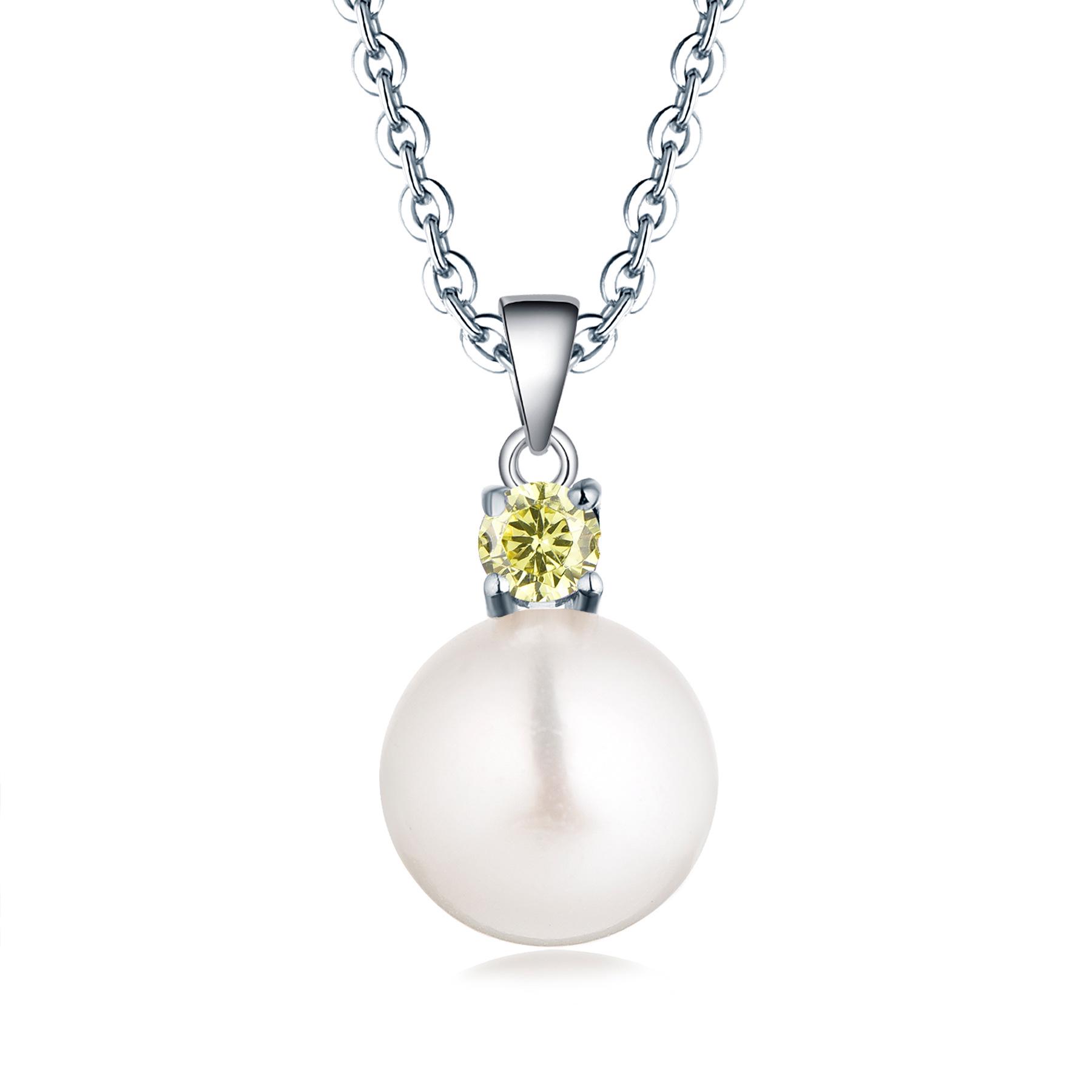 Natural Freshwater Pearl Pendant Necklace, S925 Sterling Silver Clavicle Chain for Women 925 Sterling Silver